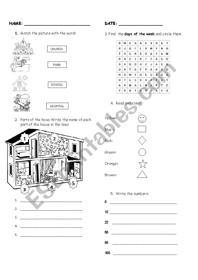 test  worksheet