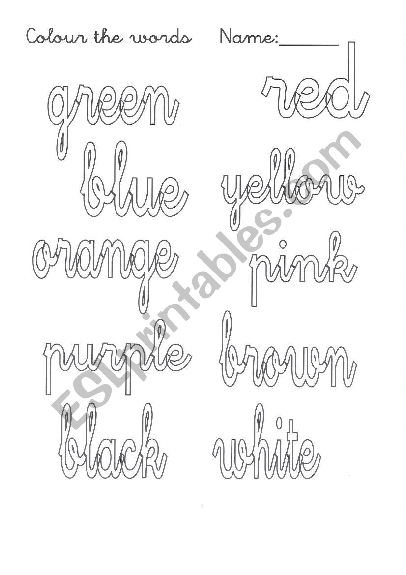 Colour the words worksheet