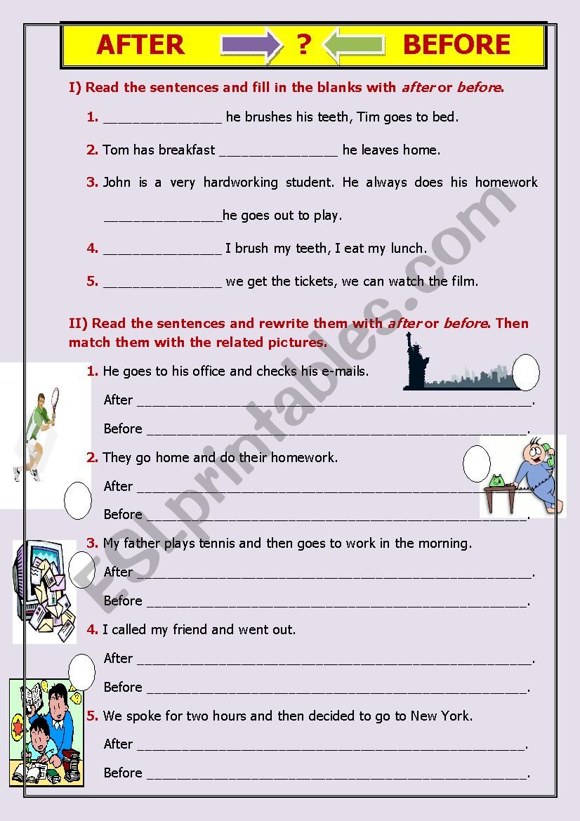 AFTER-BEFORE worksheet