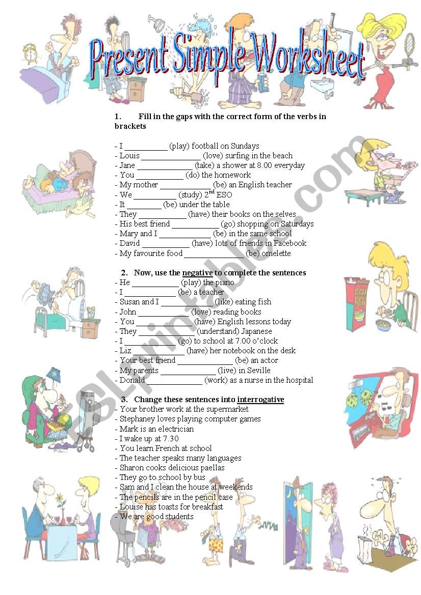 Present Simple Worksheet worksheet