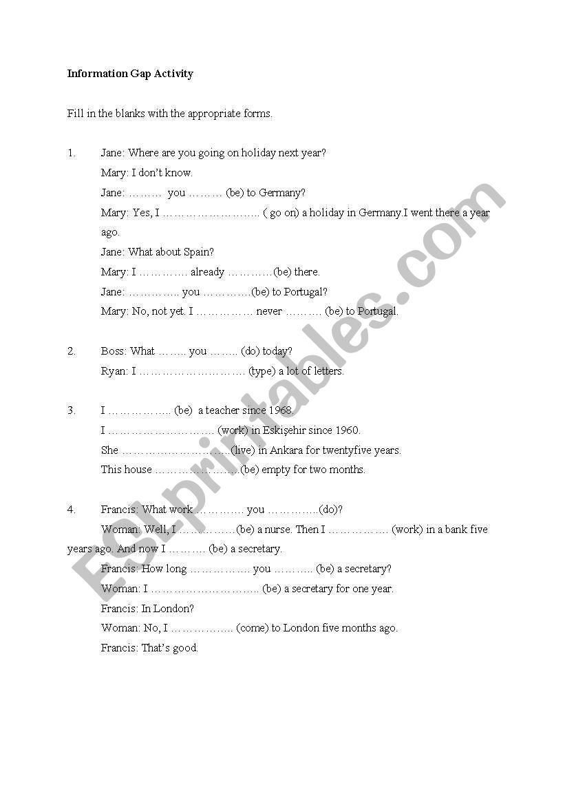present perfect tense worksheet