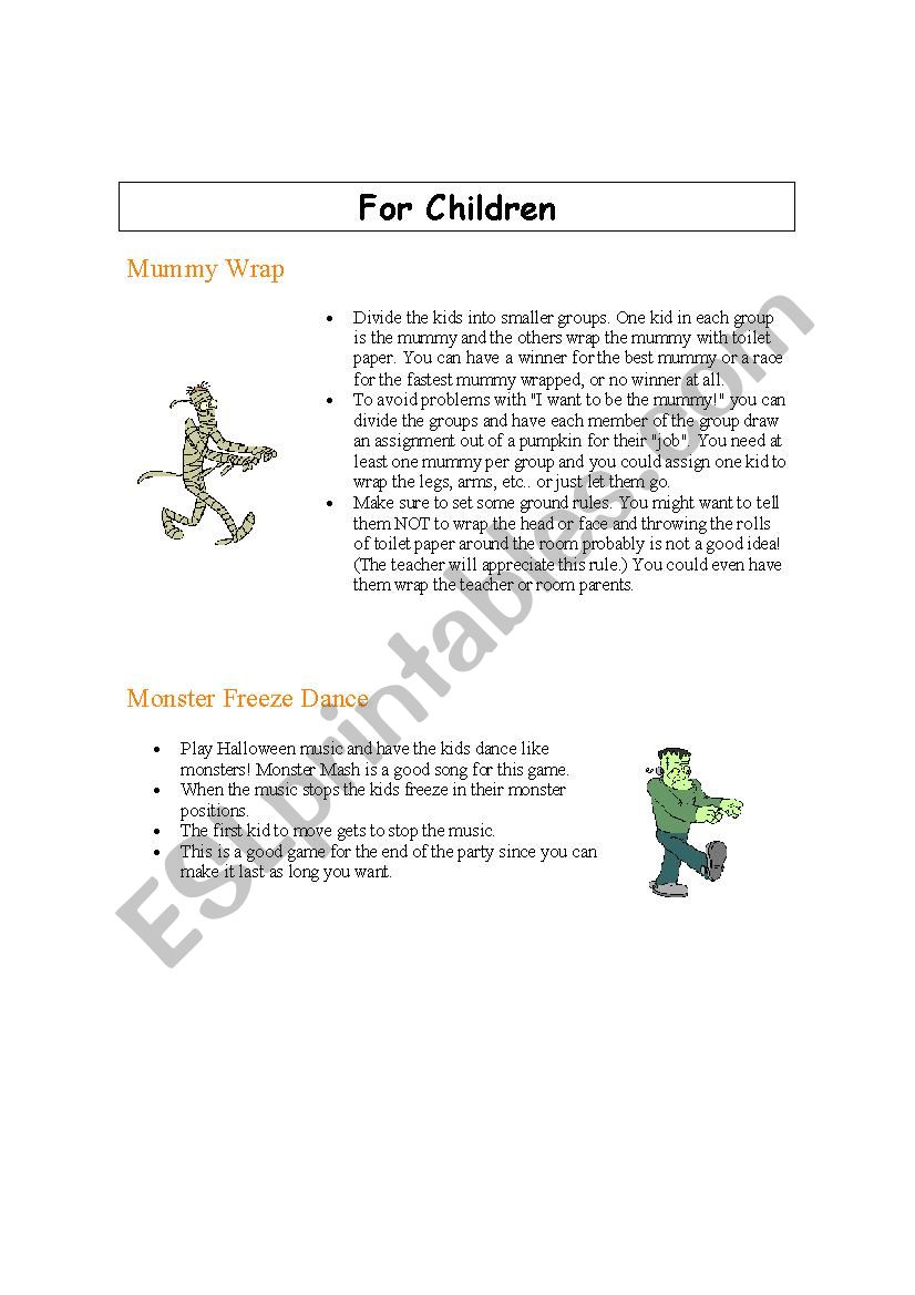 Halloween activities worksheet