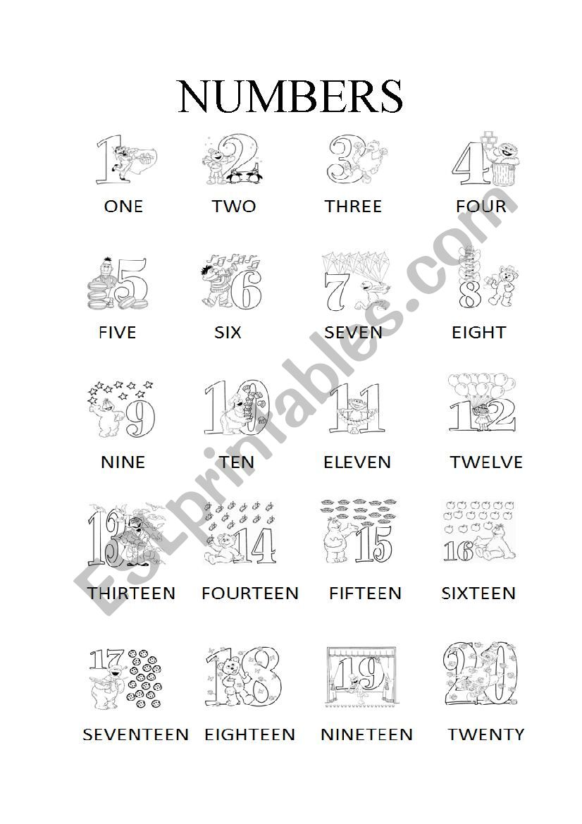 Numbers 1-20 worksheet