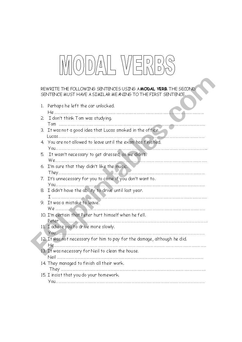 MODAL VERBS worksheet