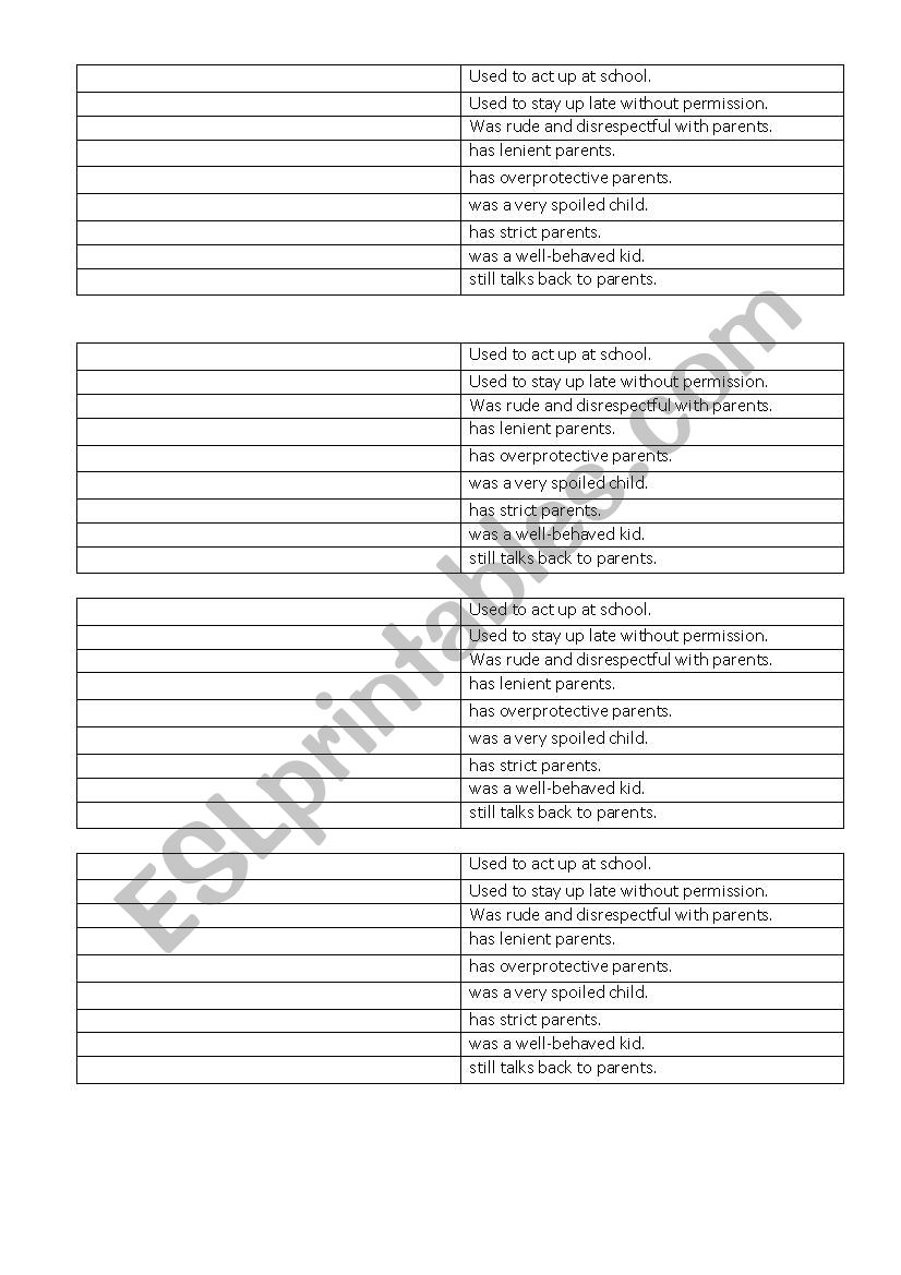 GENERATION GAP worksheet