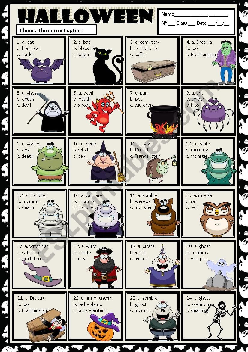 HALLOWEEN - MULTIPLE CHOICE worksheet