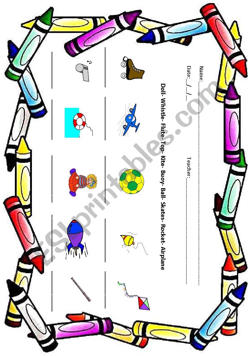 Toys worksheet