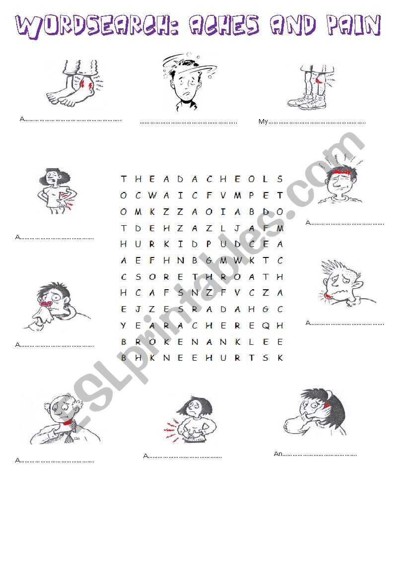 illness wordsearch worksheet