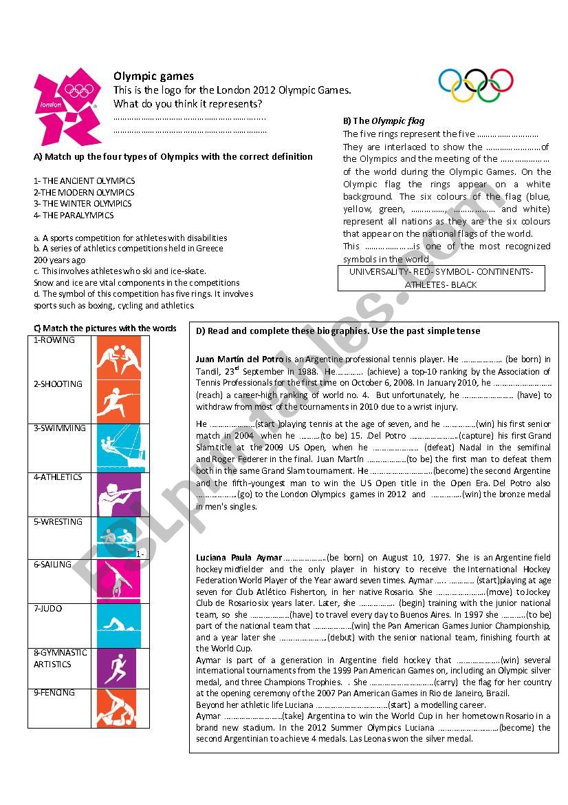 Olympic games worksheet