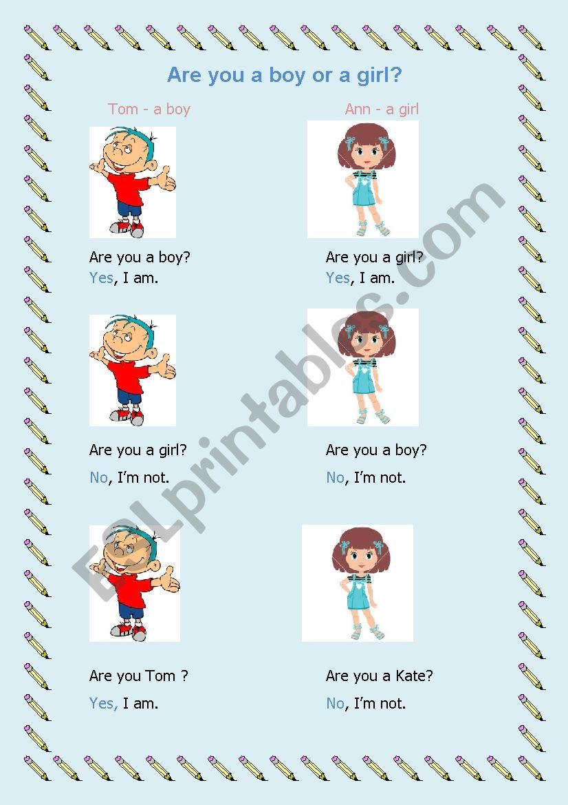 Are you a boy or a girl? worksheet