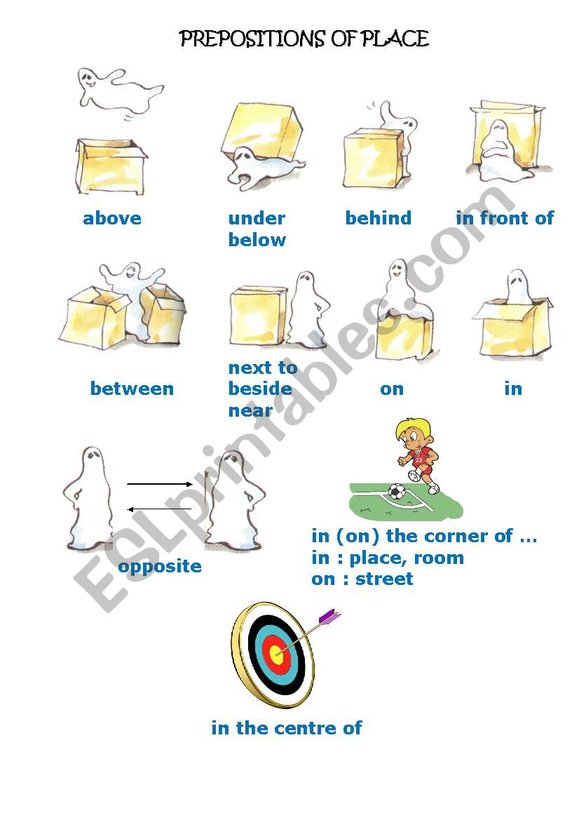 Preposition of places worksheet