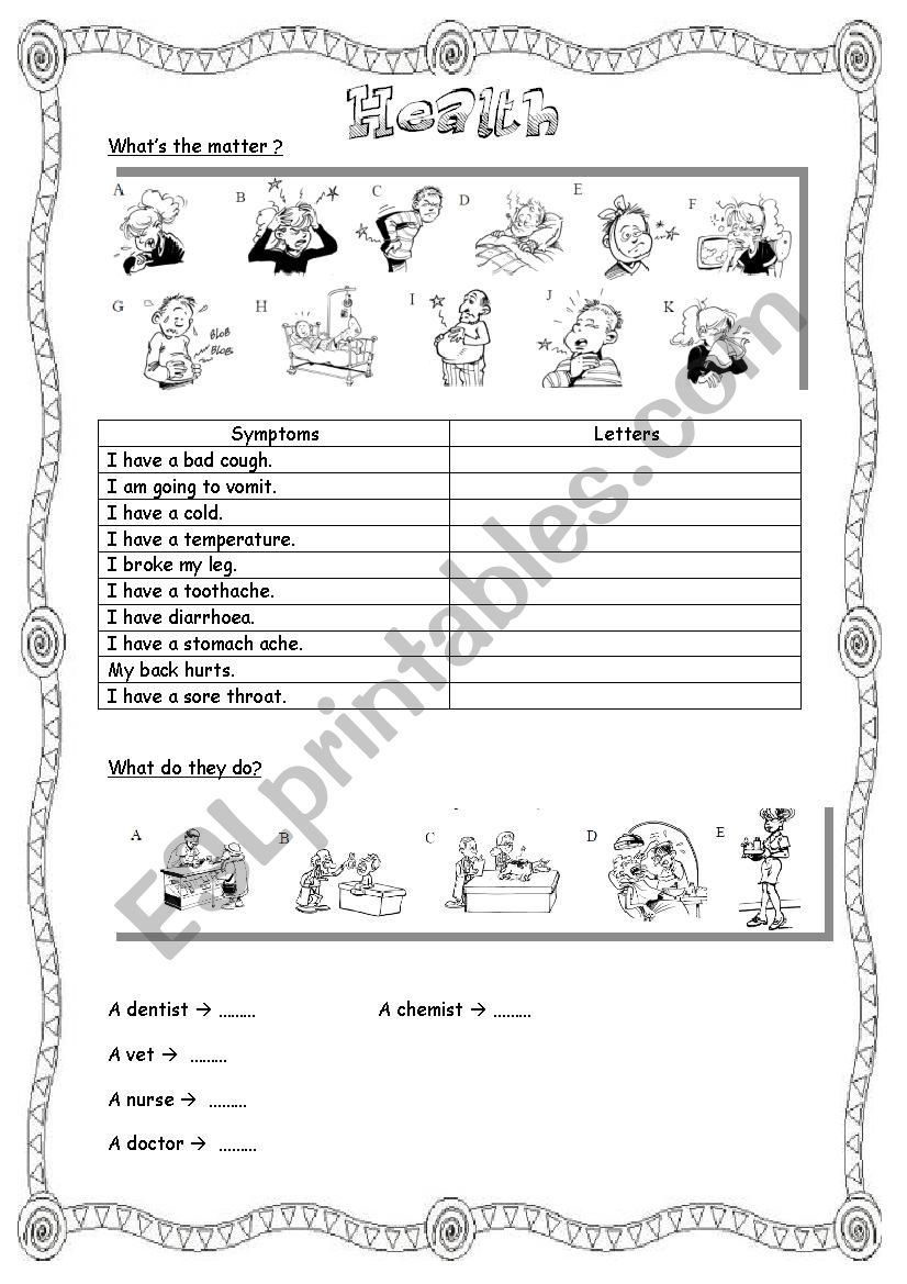 Health worksheet