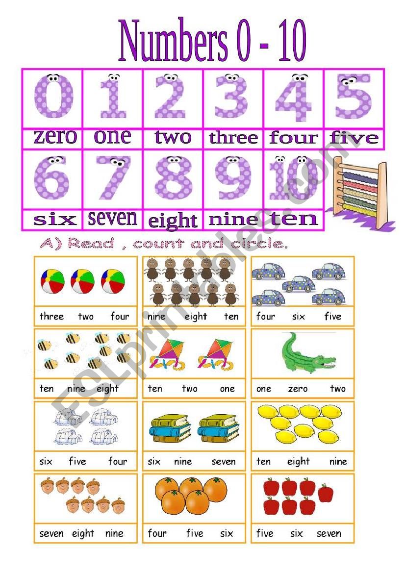 0 To 10 Numbers Worksheet