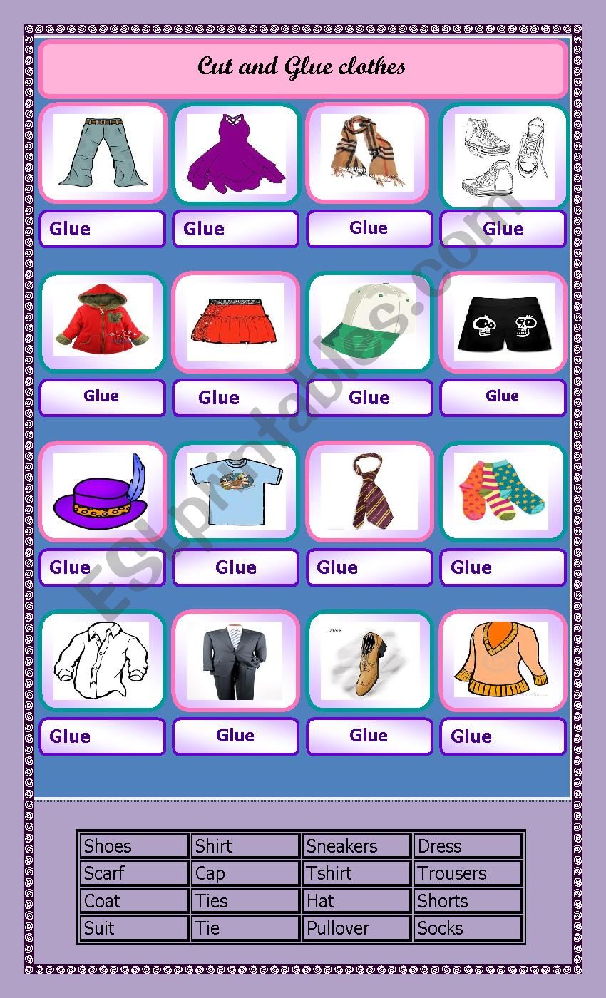 clothes : (flash cards +  2 activities)