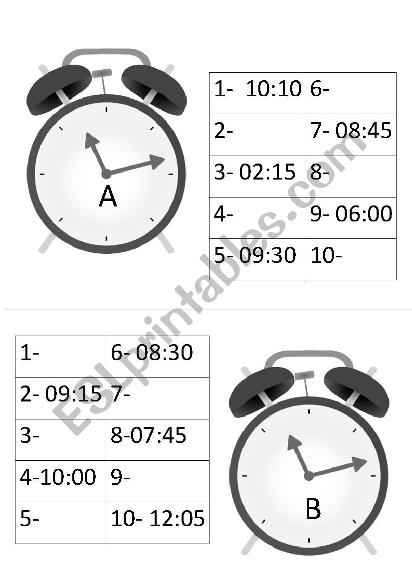 INFORMATION GAP - TIME worksheet