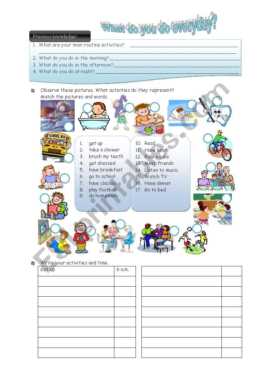 What do you do every day? worksheet