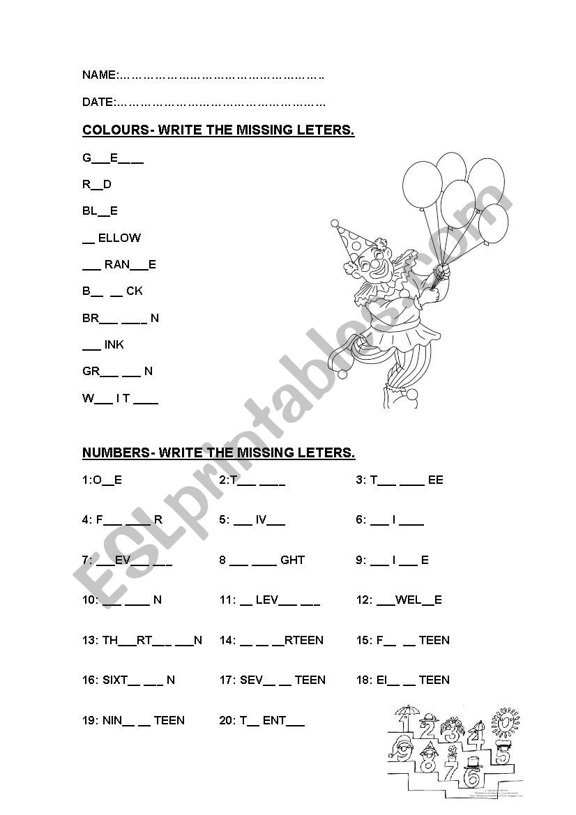 missing letters worksheet