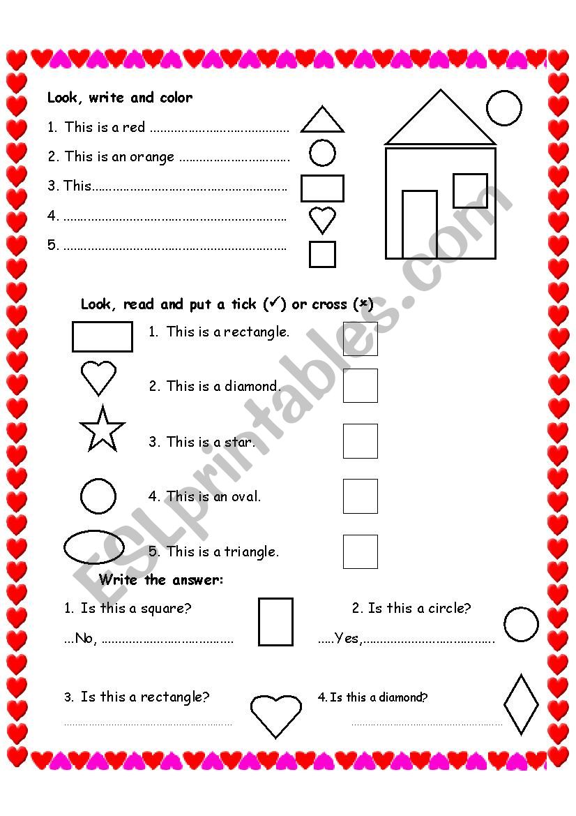 Shapes and colors worksheet