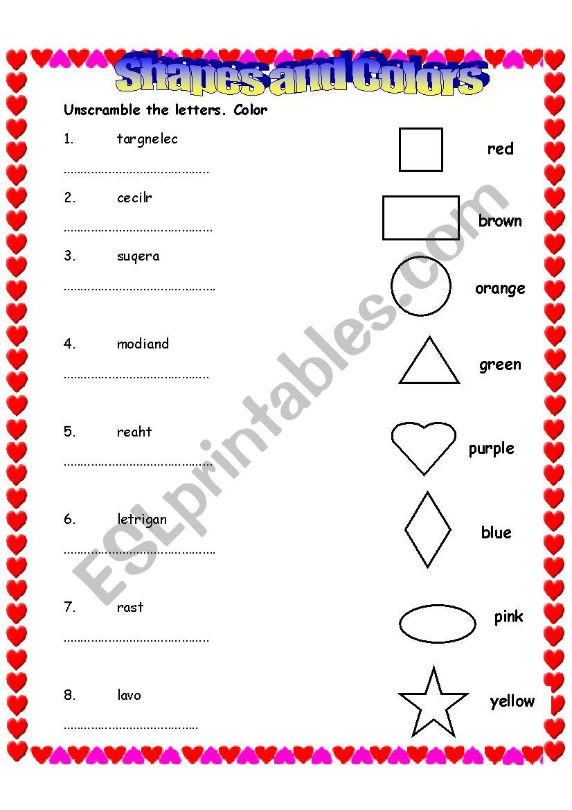 Shapes and colors worksheet