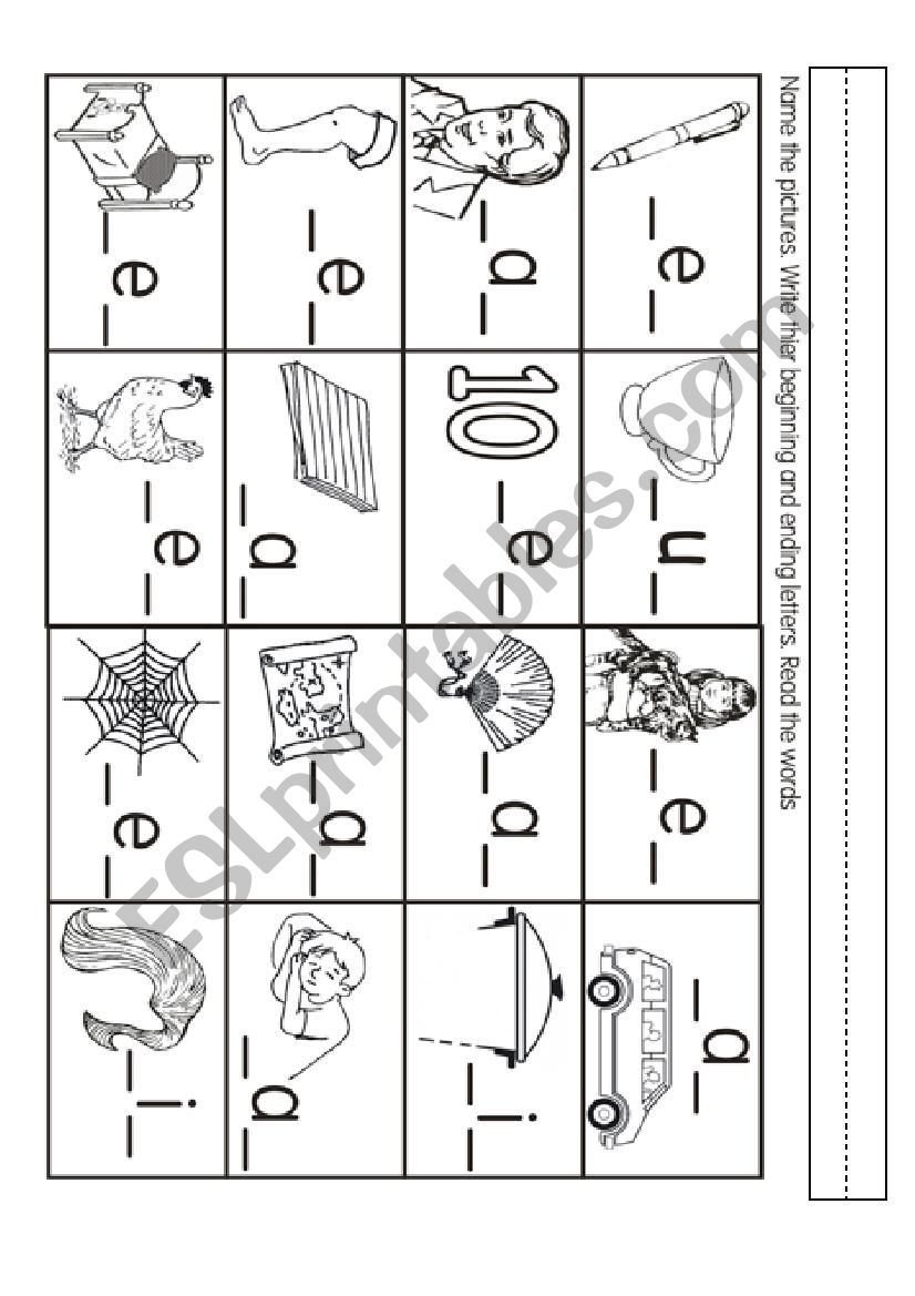 Beginning and Ending Sound worksheet