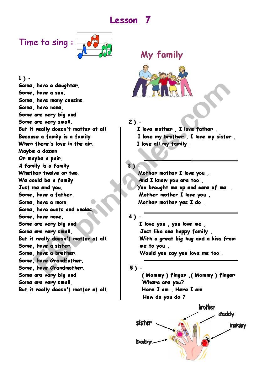 my family worksheet