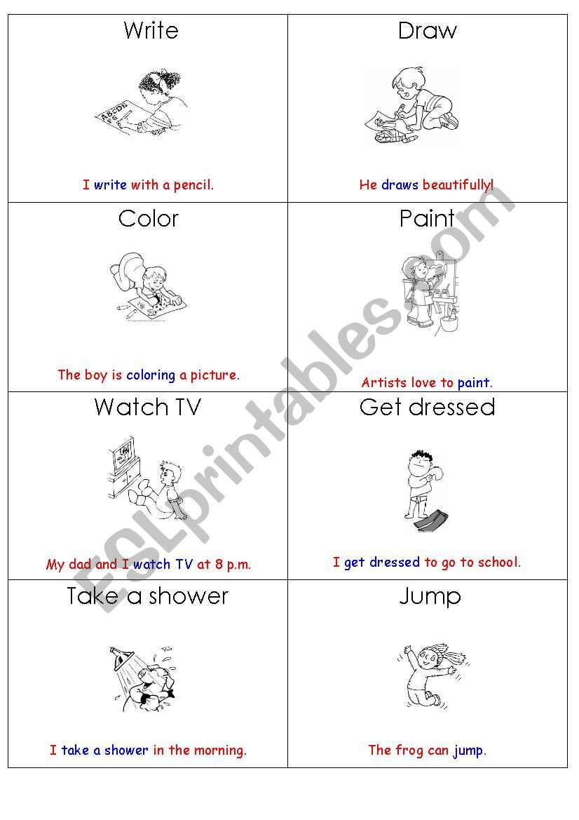 Verbs 2 Flash Cards worksheet