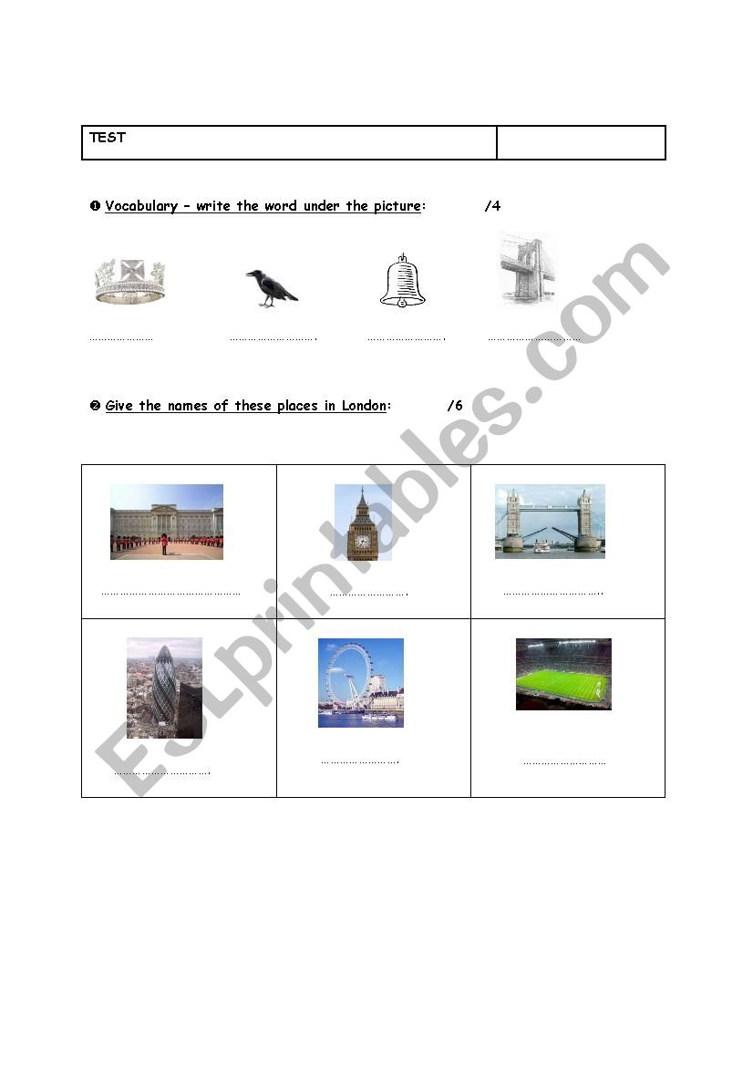 Test London worksheet