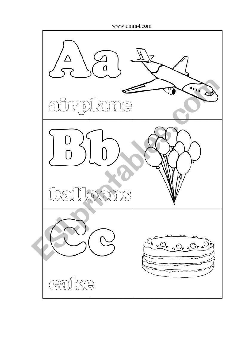 Engish alphabet letters A-C worksheet