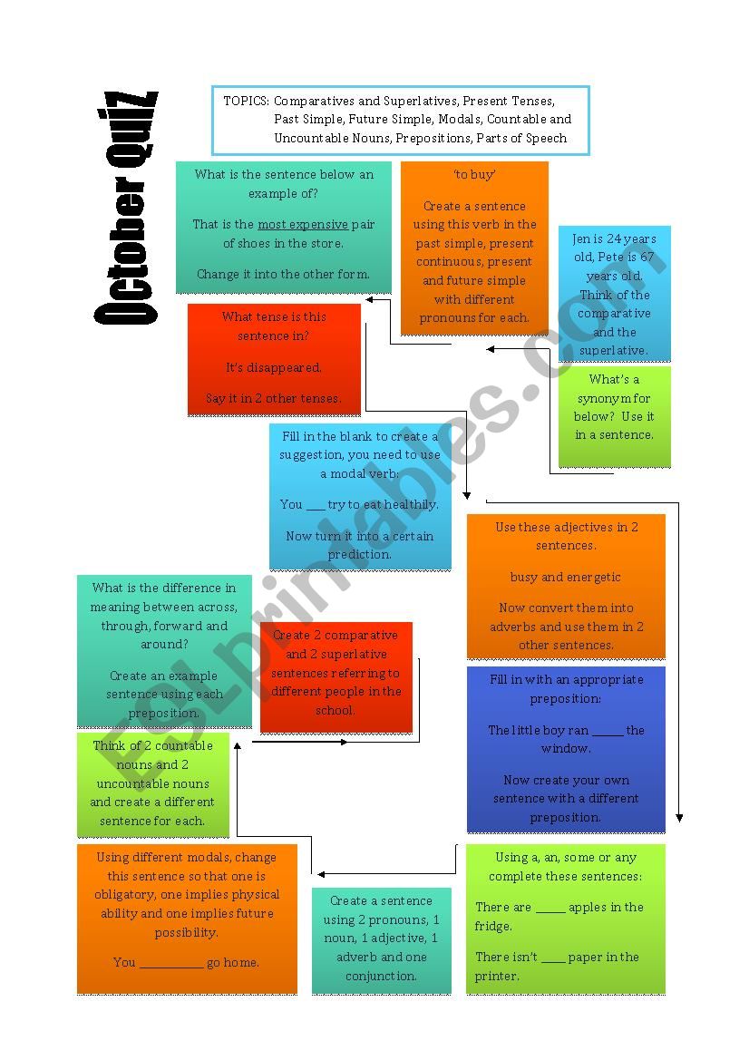 October Quiz worksheet