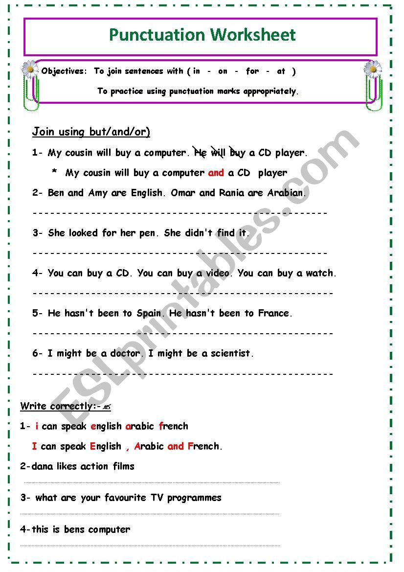 Punctuation Marks worksheet