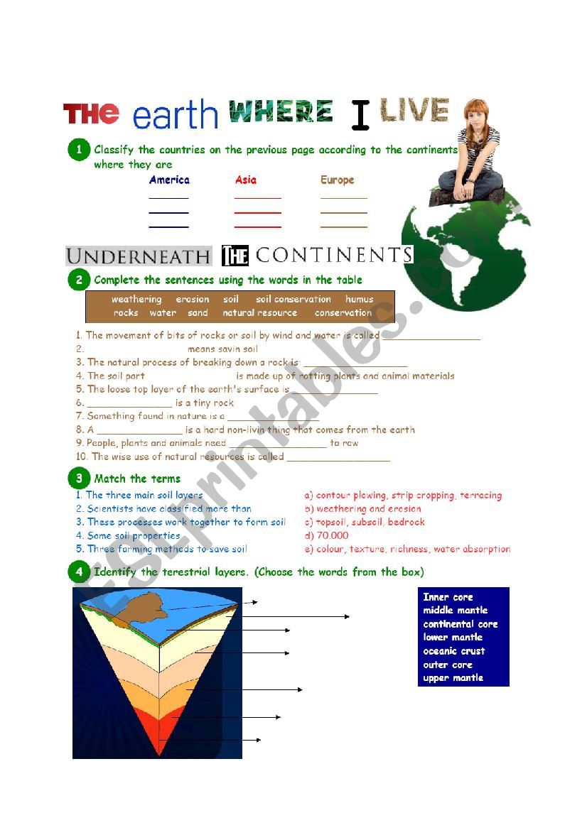 The Earth where I live worksheet