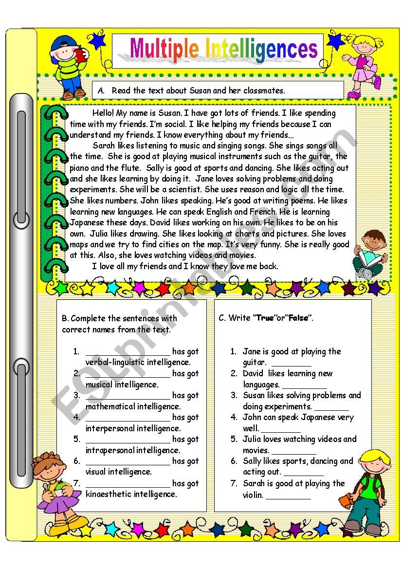 Multiple Intelligences Activities For Kids