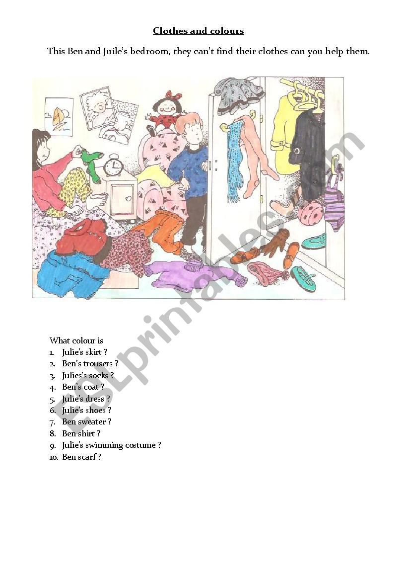 Clothes and Colours worksheet