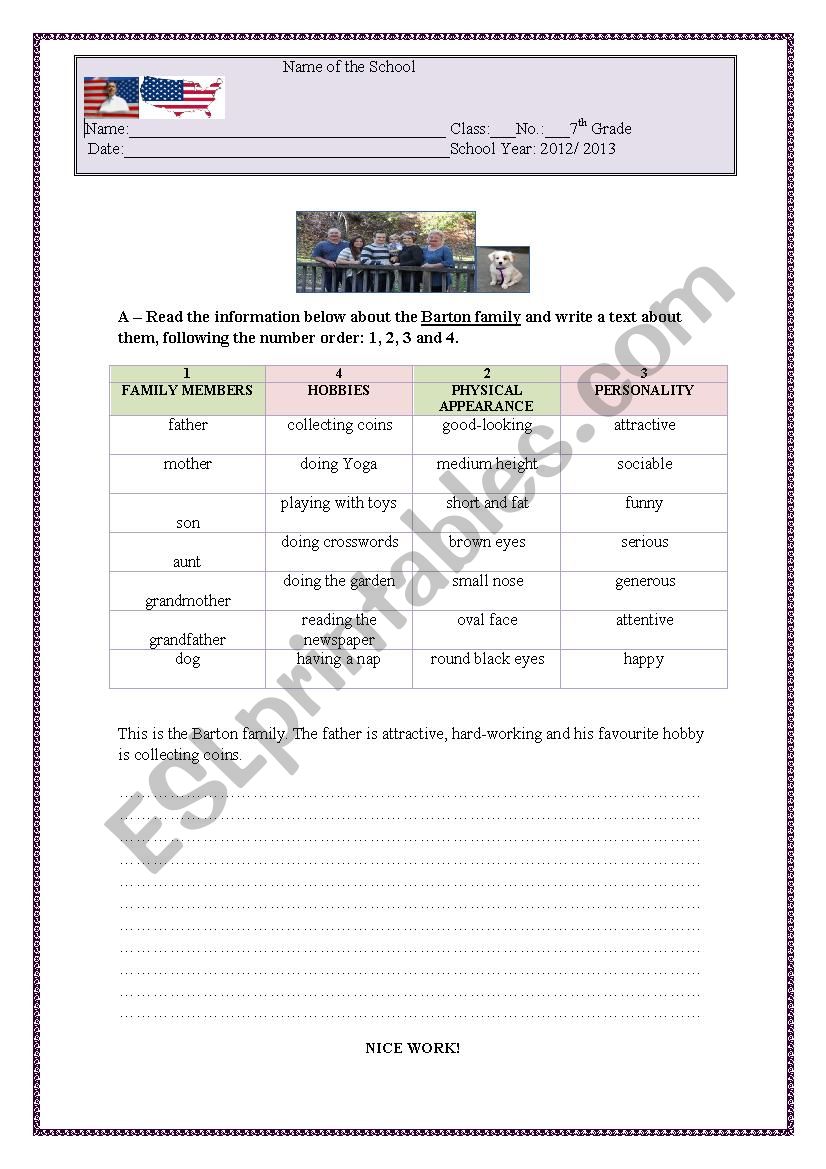 Personal Identification worksheet