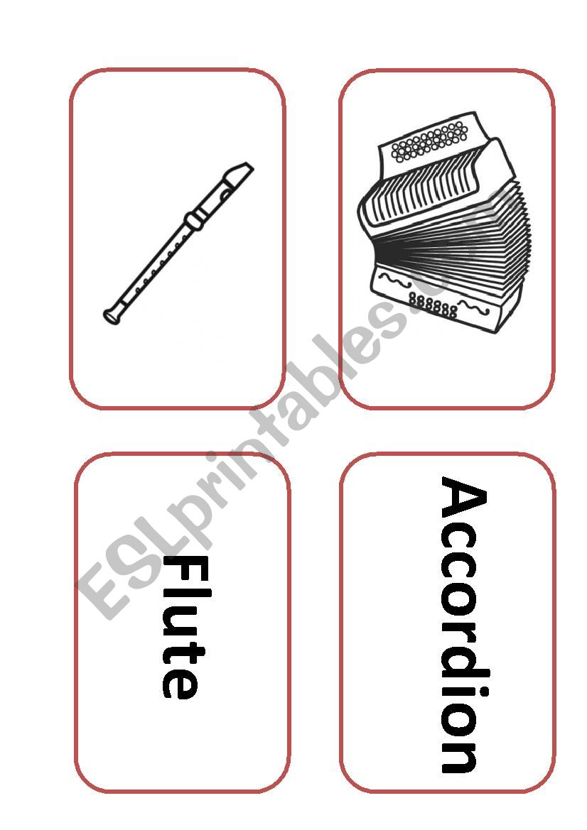 Instruments flashcards worksheet