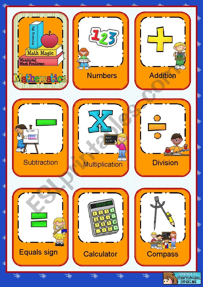 Maths flashcards worksheet