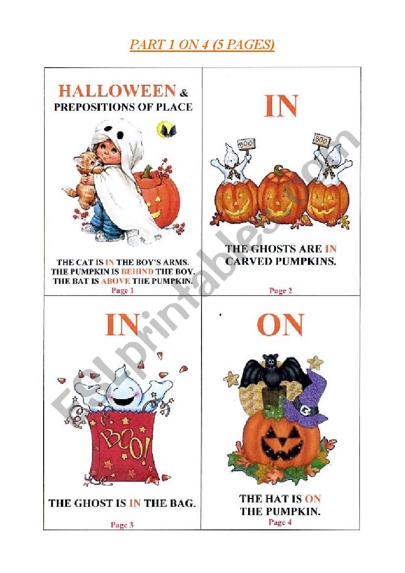 4 Halloween games (with a mini book) about prepositions of place - part 1