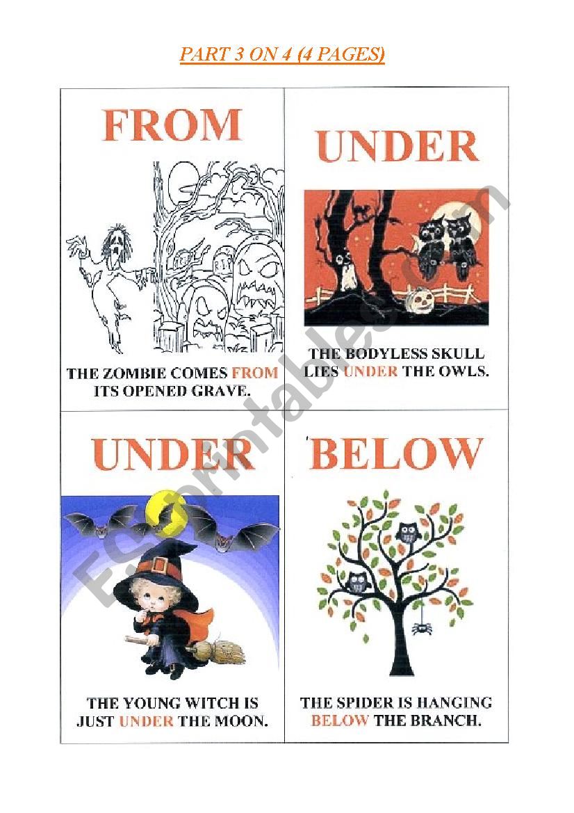 mini book halloween with prepositions of place - part 3 on 4