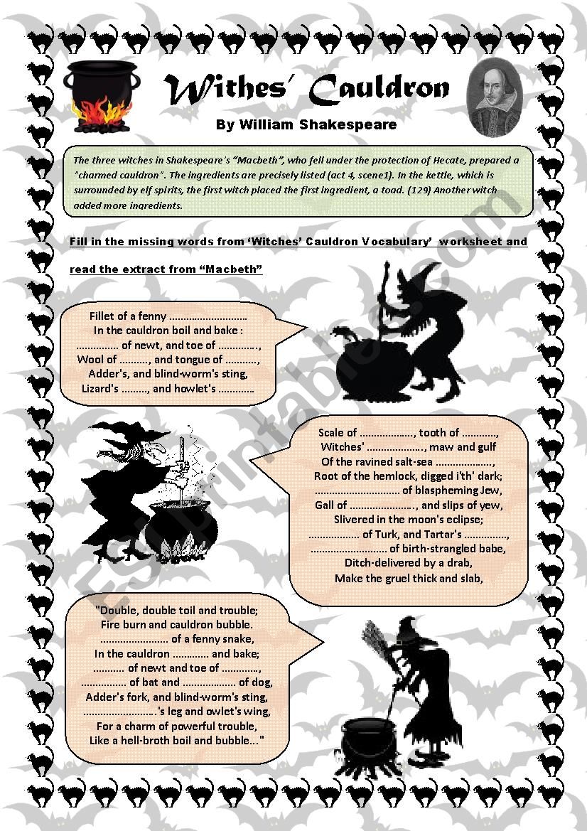 Witches Cauldron worksheet