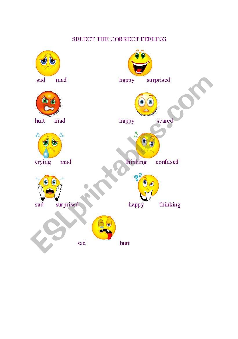 Feelings worksheet