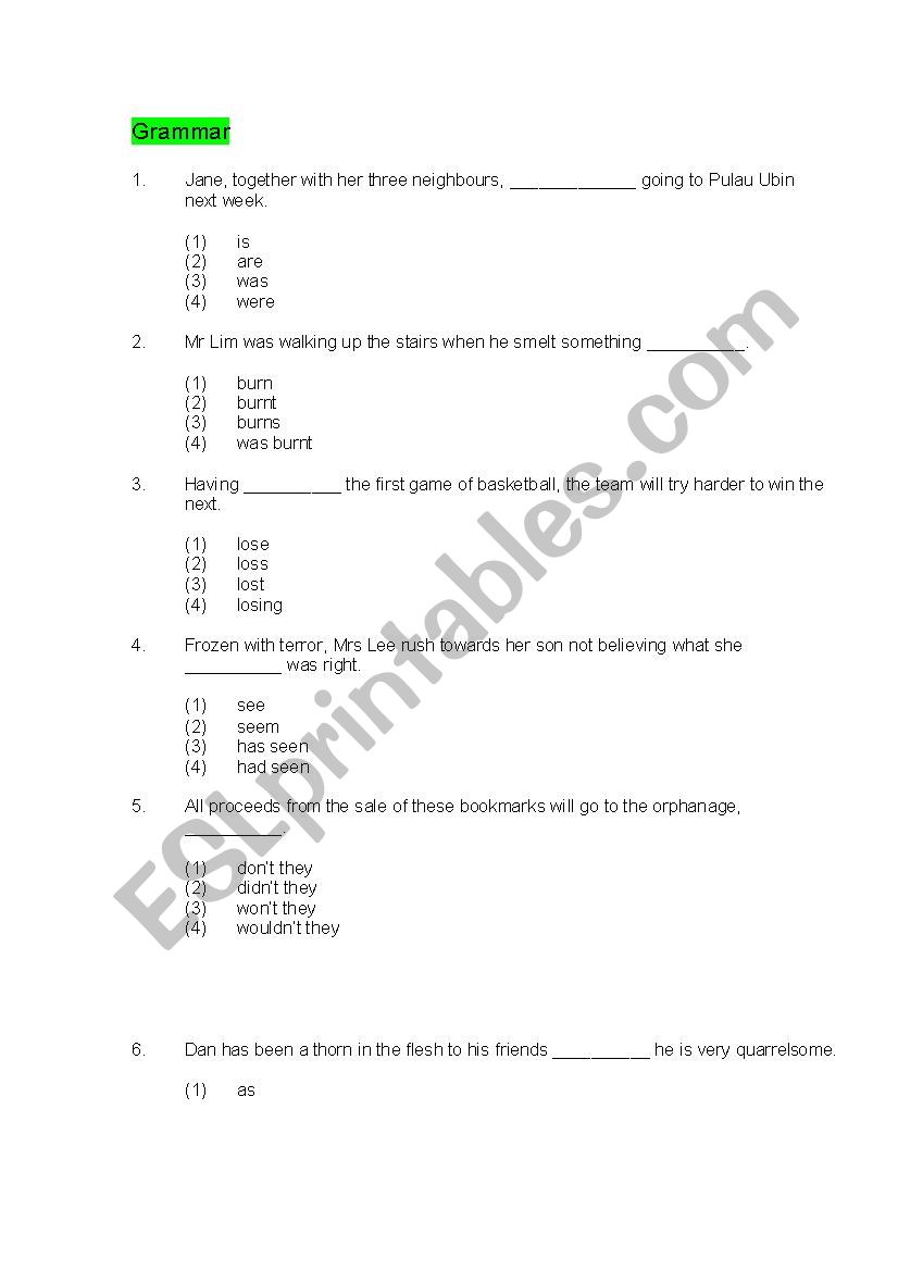 English test elementary esl worksheet by chopbear