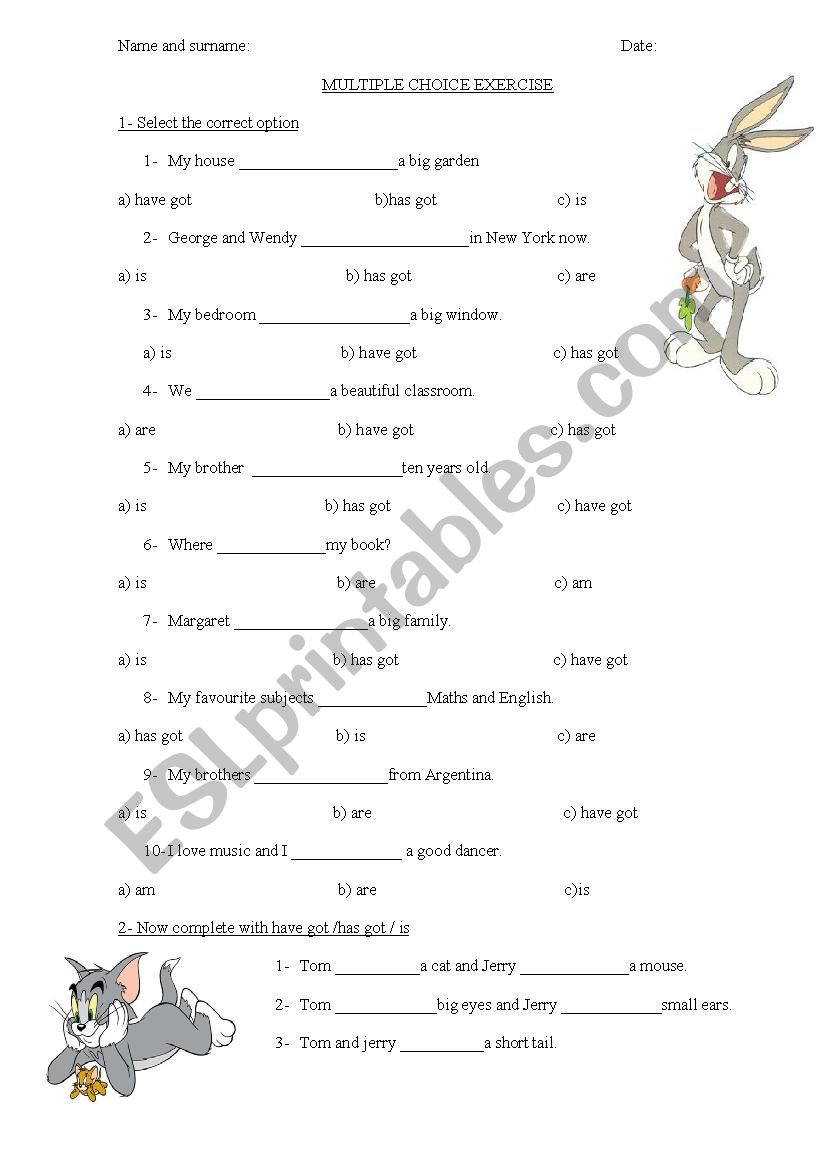  VERB TO BE /HAVE GOT/SHORT DESCRIPTIONS-2 PAGES