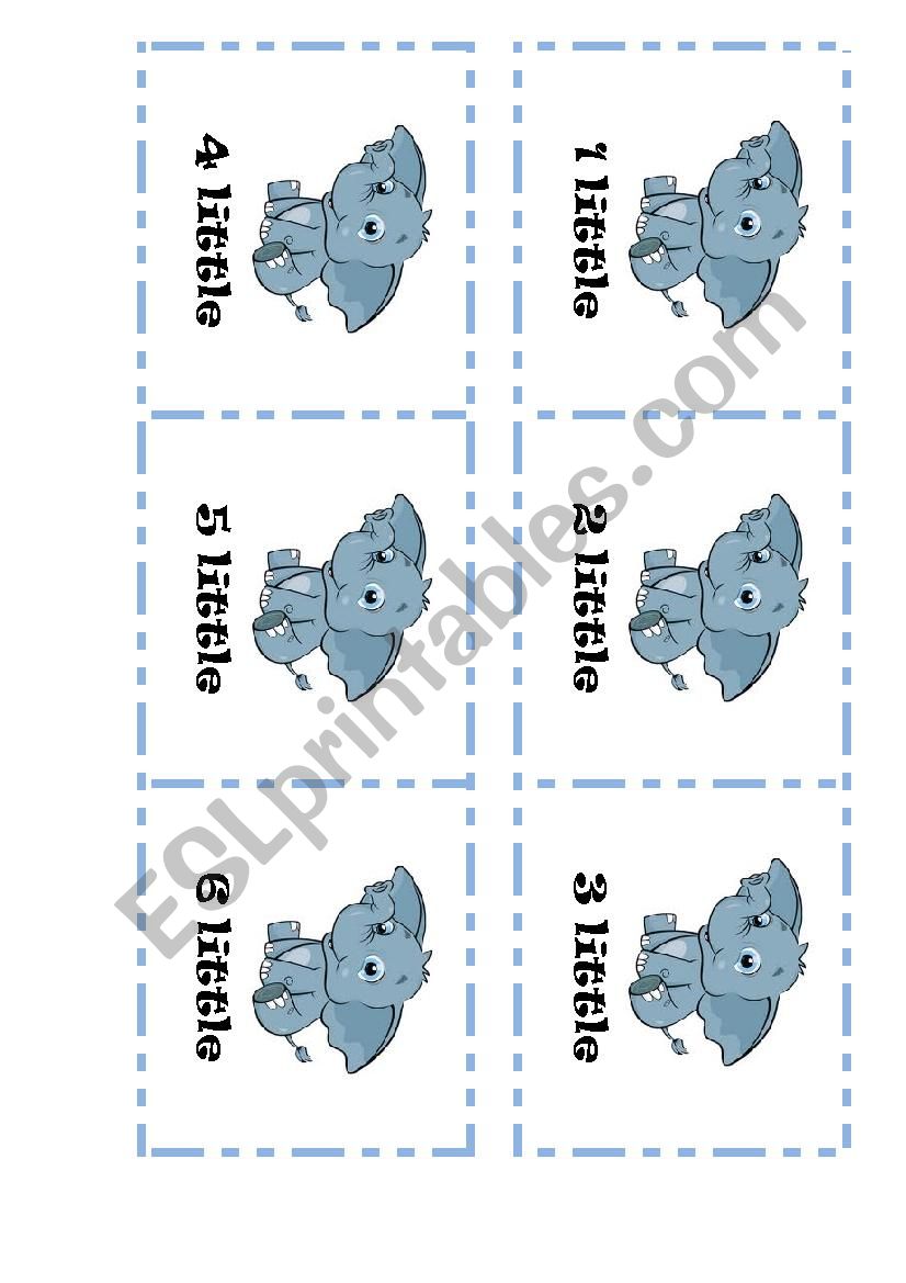 10 little elephants song worksheet