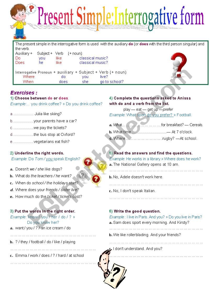 be present affirmative form worksheet