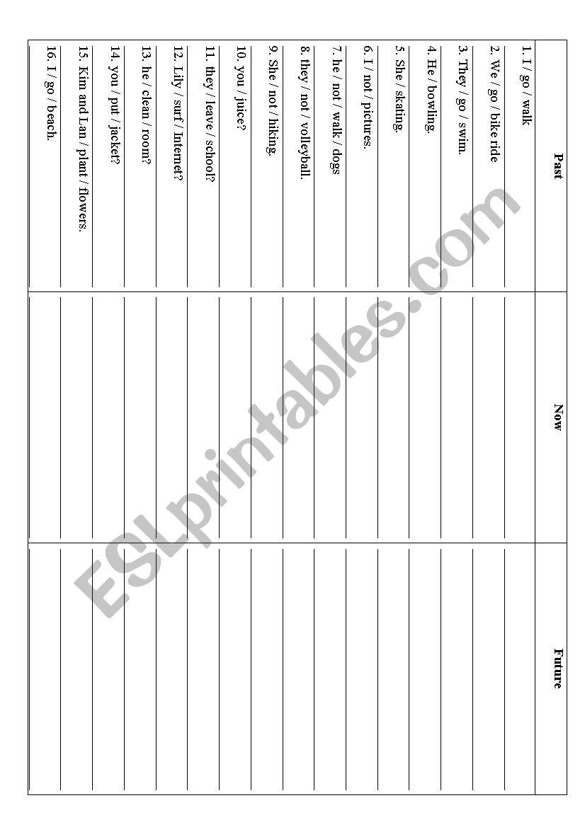 mixed tenses worksheet