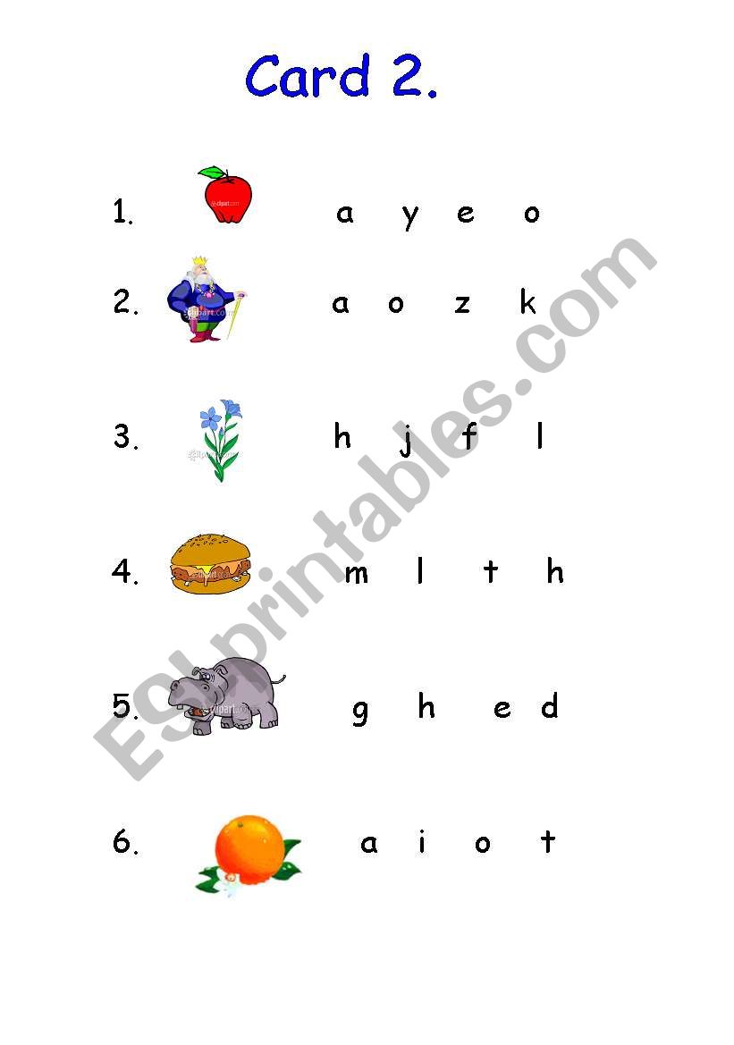 WORD CARD-PRACTICA abc-part 2 worksheet