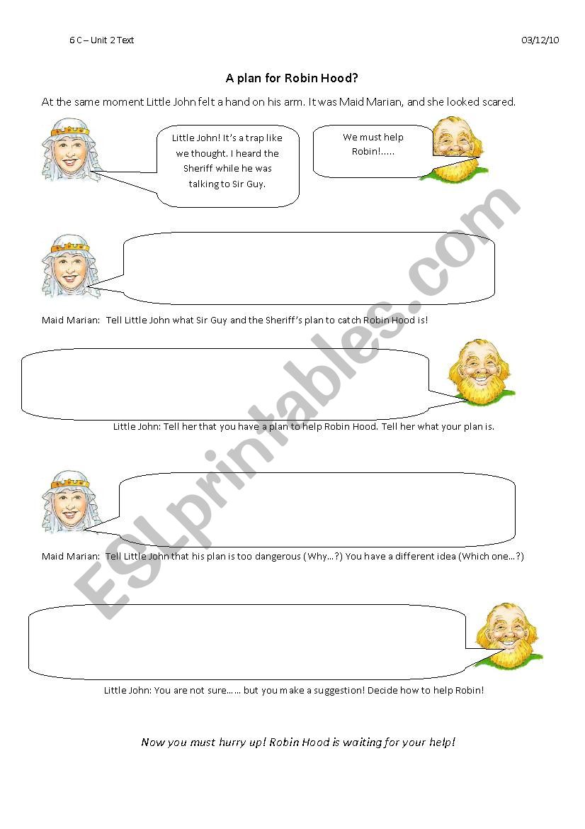 Robin Hood Role Play worksheet