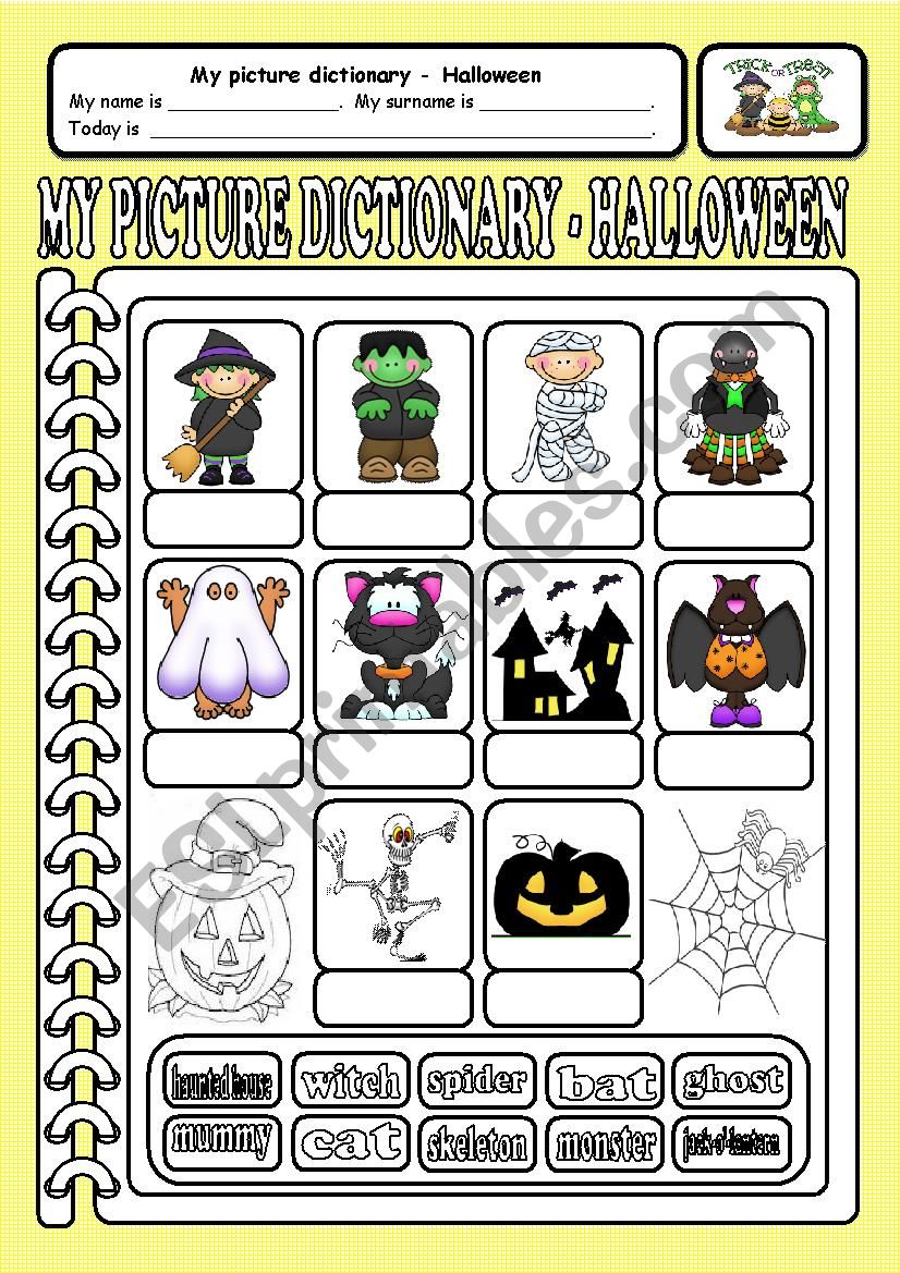Halloween - Picture Dictinary worksheet