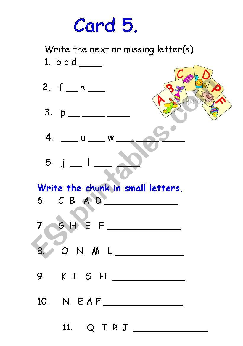 PART 5 -WORK CARDS worksheet