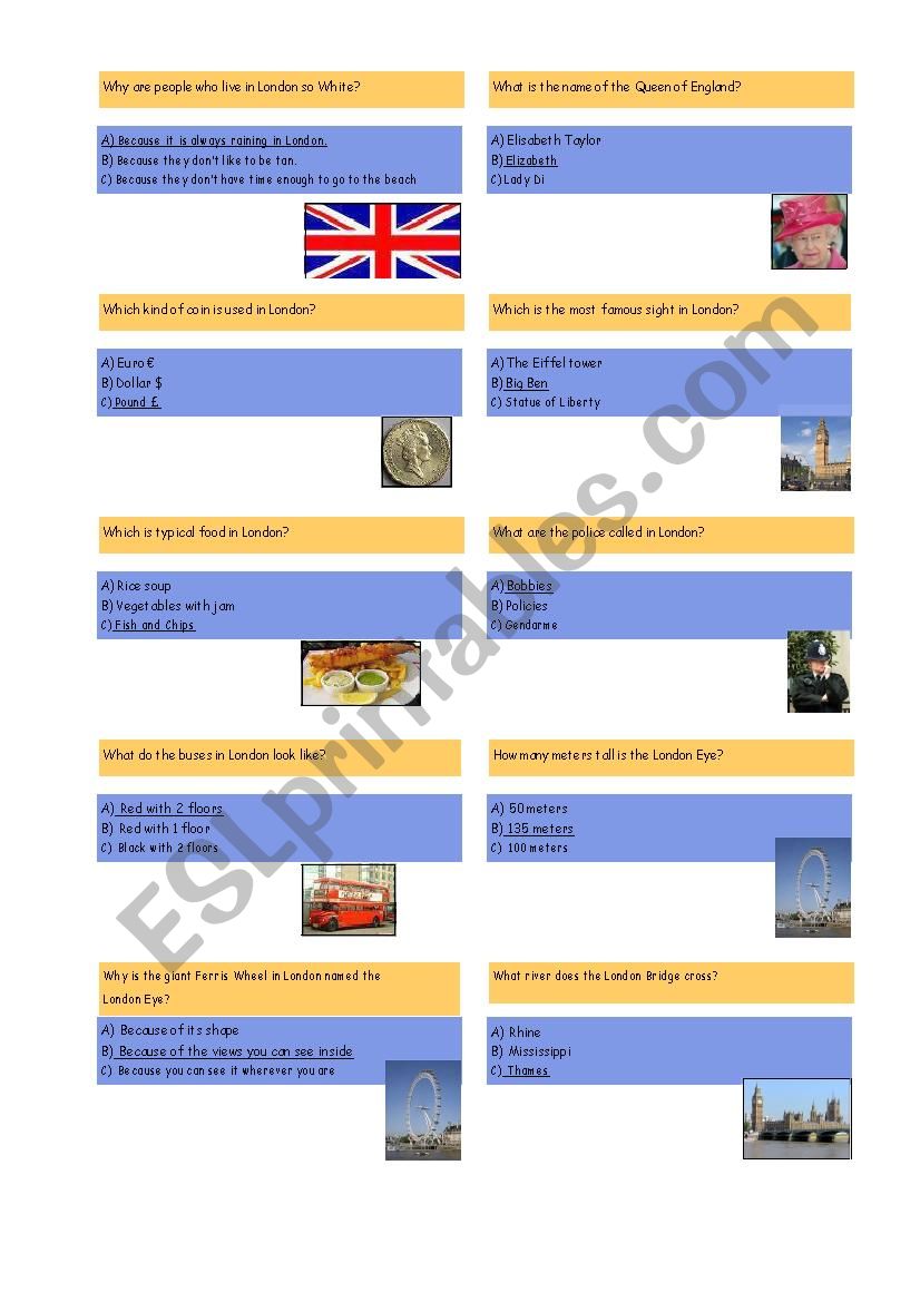 london trivial worksheet